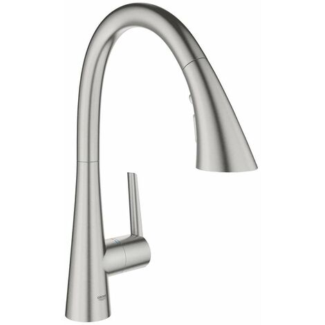 Grohe Zedra - Miscelatore da lavello con doccetta estraibile, supersteel 32294DC2