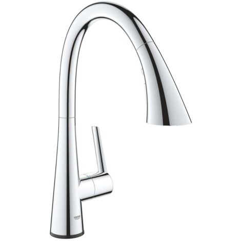 Mitigeur de cuisine 30219002 – Bec pivotant en C – Douchette extensible 3 jets – Finition chromée – Cartouche céramique GROHE SilkMove 35 mm