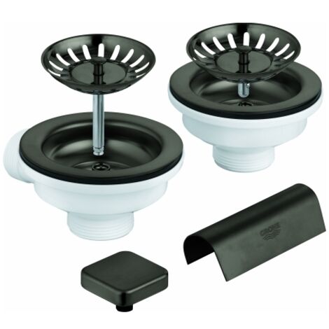 Grohe Zubehör - Ablaufgarnitur für Doppelspüle, Hard Graphite gebürstet 40999AL0