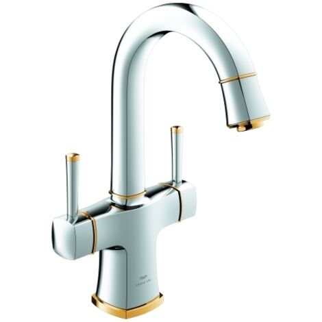 Grohe Zweigriff-Waschtischarmatur Grandera 1/2", L-Size, chrom/gold