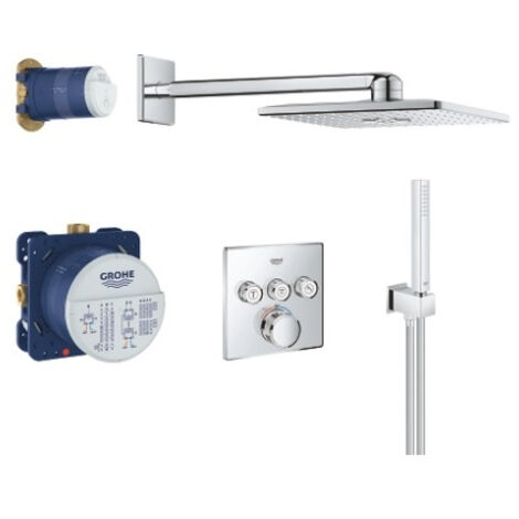 GROHTHERM SMARTCONTROL sistema de ducha empotrado angular, 3 válvulas de cierre GROHE cromadas