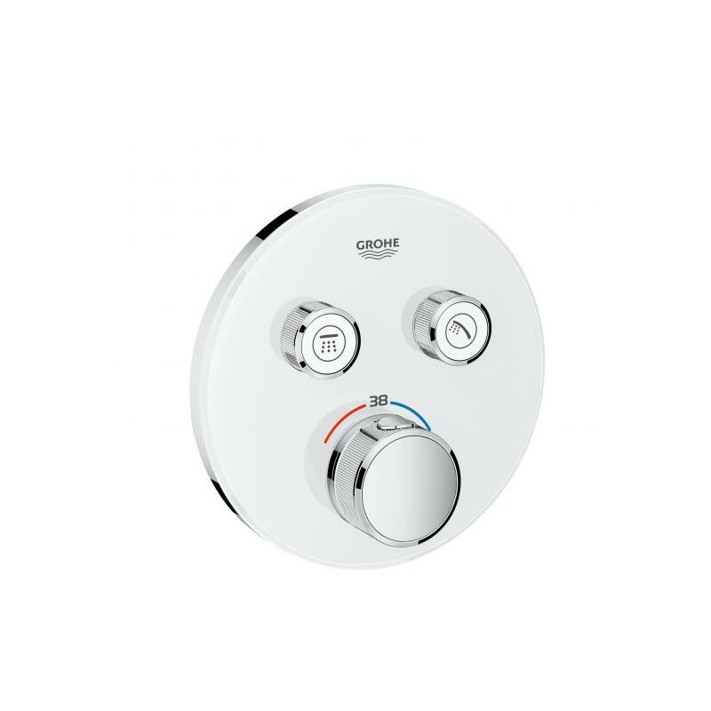 

Termostato Grohtherm SmartControl con dos válvulas de cierre, roseta de pared redonda, blanco luna - 29151LS0 - Grohe