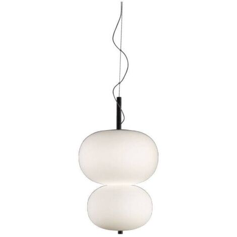 Grok Ilargi - LED Globe Plafonnier Pendentif Frêne Foncé Blanc Mat Coupe Phase Gradation 39.5cm 3195lm 2700K