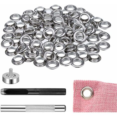Grommet Kit 100 Set Grommets Eyelets Kit For Leather, Canvas, Tent, Awning  (1/2 Inch) 