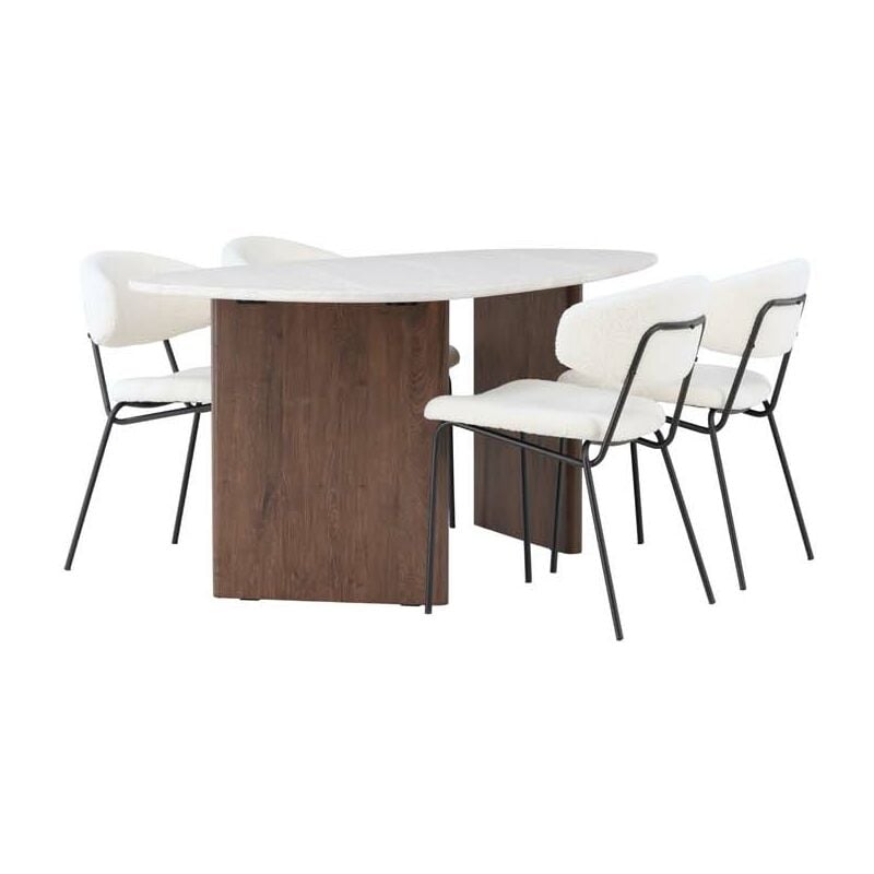 Grönvik ensemble pour salle à manger table offwhite et 4 Chico chaises blanc.