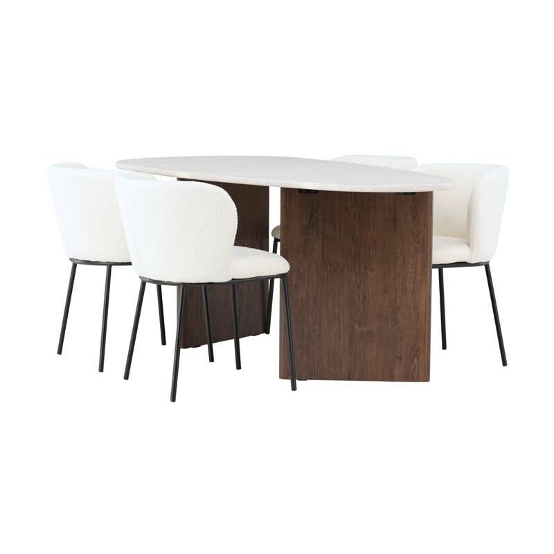 Ebuy24 Grönvik Essgruppe Tisch Offwhite Und 4 Edina Stühle Weiß.