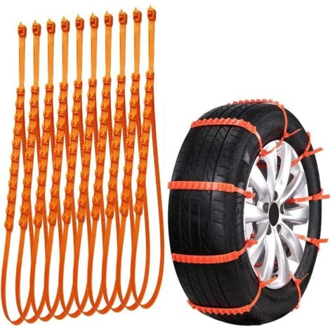 YIDOMDE GROOFOO 10 Pcs Anti-Slip Chaînes Réglables, Couleur Chaine Neige, Réutilisable Chaînes à Neige Convient à Diverses Conditions Routières Difficiles Telles que la Neige la Boue Escalade et la Glace