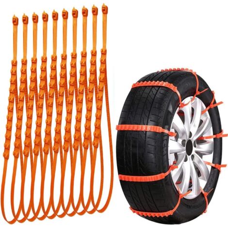 GROOFOO 10 Pcs Anti-Slip Chaînes Réglables, Couleur Chaine Neige, Réutilisable Chaînes à Neige Convient à Diverses Conditions Routières Difficiles Telles que la Neige la Boue Escalade et la Glace