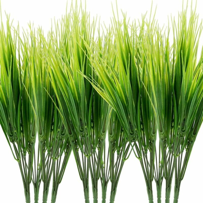 Groofoo - 12 paquets de plantes artificielles herbe arbustes verts en plastique arbustes herbe de blé en plastique pour la décoration de jardin