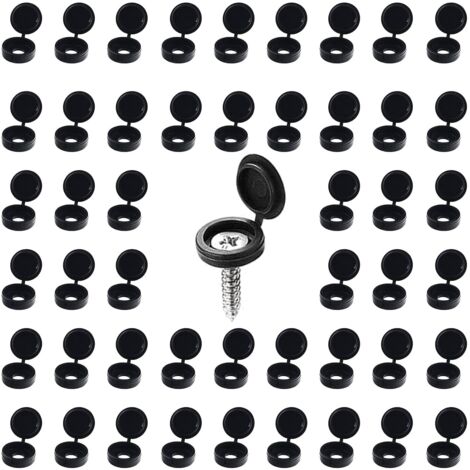 GROOFOO 120 Pièces Cache Vis Plastique,Bouchon à Vis en Plastique,Couvercle à vis，Cache-vis de rondelle，Couvercle Décoratif à Vis (Noir)