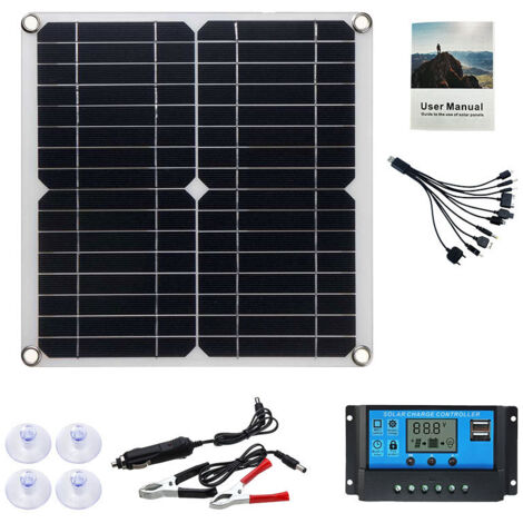 GROOFOO 12W Panneau Solaire Mono Photovoltaïque Module 100A Contrôleur pour Car Caravan Home Garden Batterie Chargeur
