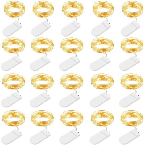 GROOFOO 20PCS Guirlande Lumineuse 1m 10 Led, Alimentée par Batterie,2 Motifs pour La Chambre À Coucher,Le Patio, La Tapisserie,L'Arrière-Cour,Le Jardin,La Fête Et L'Intérieur Blanc Chaud