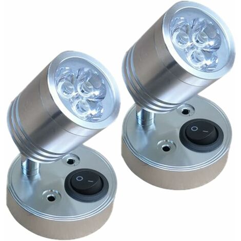 GROOFOO Lamp Adjustable Switch Warm Light for Camper Van Boat Led Interior Light Sliver Cool White 6000K