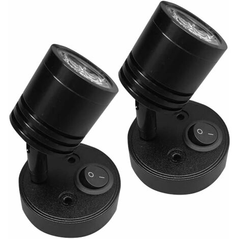GrooFoo 2PCS 12V Cylindrical LED Spot Reading Light Adjustable Switch Warm Light for Motorhome Van Boat Led Interior Light Black Warm White 3000K
