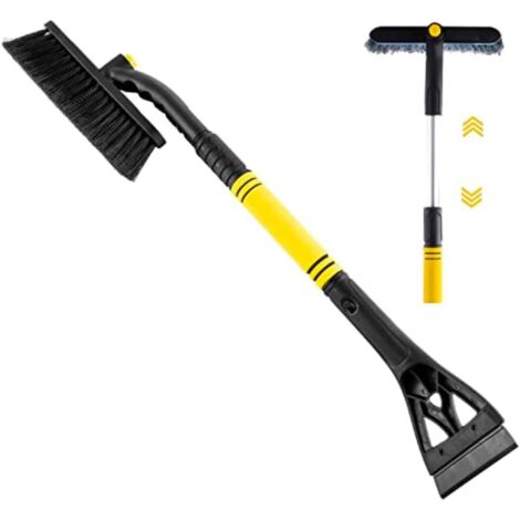 GROOFOO 3 en 1 Grattoir Voiture télescopique Avec Balais à neige pour auto, Raclette givre Grattoir pare brise,Grattoir voiture Avec brosse voiture,Amovible grattoir à glace avec poignée ergonomique e