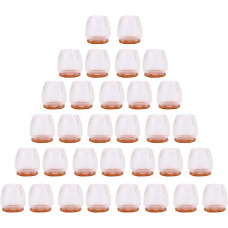 GROOFOO 32Pcs 25-29mm Couvre-jambes de chaise en silicone transparent Protecteurs de sol Jambe de chaise Couvre-jambes de chaise Protecteurs de sol Couvre-pieds de meubles Coussinets de pieds anti-ray