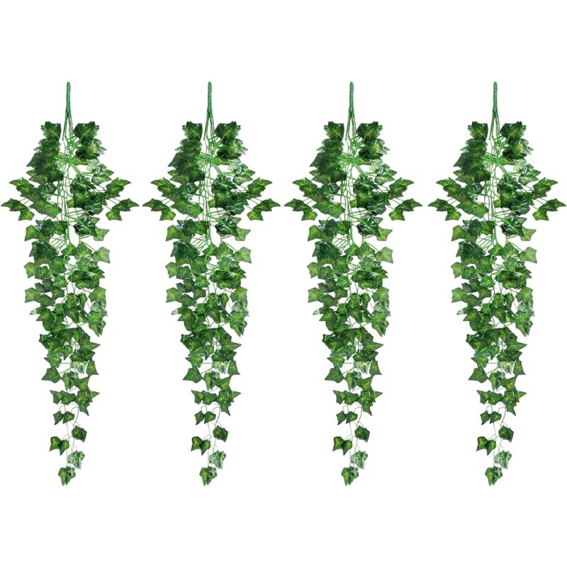 4 PcsPlante de Suspension Artificielle, 79 cm de Fausses de Feuilles Vertes de Vigne en Pot avec jardinière, décoration de Plante de Simulation