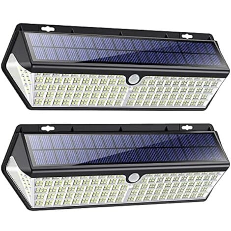 RHAFAYRE GROOFOO 418 LED Solar Lights Outdoor 3500LM 4400mAh Powerful Lighting with USB Charging Motion Sensor Solar Lights Spotlight Wireless Outdoor Lights Waterproof Security Garden Lamp - 2 Pack