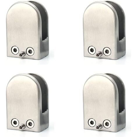 GROOFOO 4pcs 304 Stainless Steel Glass Clamp - Square Glass Bracket - Adjustable Flat Glass Bracket for Staircase Balustrade - Polished Handrail - (10-12mm Square)