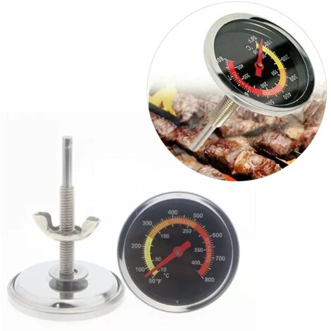 GROOFOO 50  800 ℉/10 ° C - 400 ° C thermomètre de barbecue en acier inoxydable jauge de température de gril de Barbecue extérieur pour moniteur de cuisson au barbecue