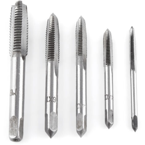GROOFOO-5pcs Screw Thread Taps Straight Flute Tapping Tool Set M3 M4 M5 M6 M8