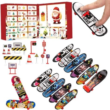 GROOFOO Advent Calendar 2023 Christmas, Mini Finger Skateboard, 24 Days Christmas Advent Calendar, Fingertip Movement Skate Party Favor Toy for Kids Teens Adults Gift