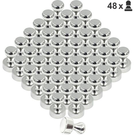 GROOFOO Aimant Neodyme pour Tableau Blanc ou Réfrigérateur - Petit Aimants Puissant Forts Punaise (Ne convient pas pour les Tableau Magnétique en Verre), Ø 12x16mm, Lot de 48 pièces