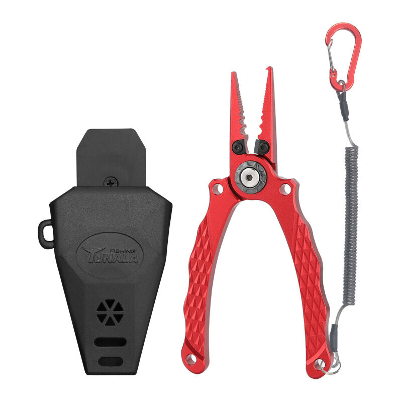 Groofoo - Aluminum Alloy One-piece Asian Pliers Fishing Pliers Wire Cutting Pliers Fishing Gear Control Pliers Fishing Accessories Red
