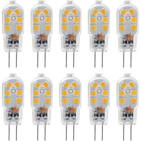 GROOFOO Ampoule LED G4 12V,1W Equivalent 10W Halogène Lampe,Pas De Scintillement 200LM,Blanc Chaud 3000K,360° Angle de Faisceau,Non-Dimmable,Pack de 10