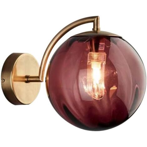 GROOFOO Applique Murale Nouveau Nordic Modern  Ø15CM Boule De Verre Rouge Applique Applique Luminaire Support En Métal Applique (Rouge)