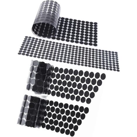 GROOFOO Autocollant Rond,Autocollant Double Face,Scratch Adhésif,Scratch Autocollant,Pastilles Autocollantes,300 Paires 600 Capsules 20mm Cercles avec Crochets et Boucles Auto-adhésifs (Noir)