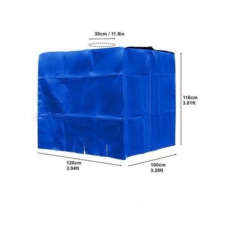 GrooFoo Bache de réservoir d'eau, Bache Couverture Réservoir IBC pour Cuve 1000L, Capt de Protection Container Citerne Eau, Anti-poussière Anti-UV Anti-Pluie, 120x100x116cm (argent) GrooFoo
