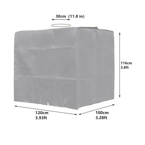 GrooFoo Bache de réservoir d'eau, Bache Couverture Réservoir IBC pour Cuve 1000L, Capt de Protection Container Citerne Eau, Anti-poussière Anti-UV Anti-Pluie, 120x100x116cm (bleu) GrooFoo