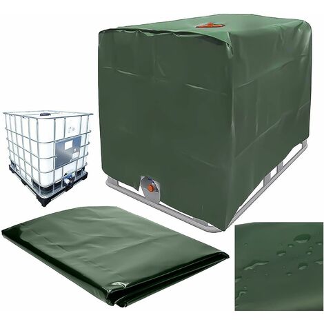 GrooFoo Bache de réservoir d'eau, Bache Couverture Réservoir IBC pour Cuve 1000L, Capt de Protection Container Citerne Eau, Anti-poussière Anti-UV Anti-Pluie, 120x100x116cm (vert) GrooFoo