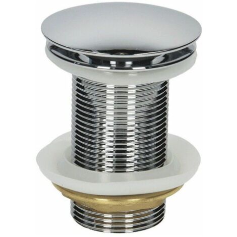 GROOFOO-Bathroom Basin Clicker Waste Plug Unslotted 1 1/4" Chrome Flat Mushroom