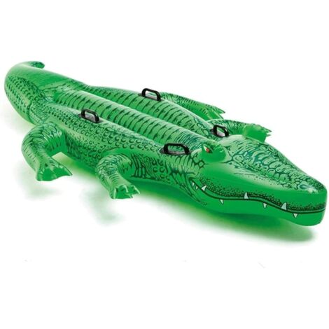 GROOFOO Bouée Anneau de Natation en Forme de Crocodile,Matelas Flottant Gonflable en PVC,lit Flottant Gonflable réutilisable étanche avec poignée Ergonomique