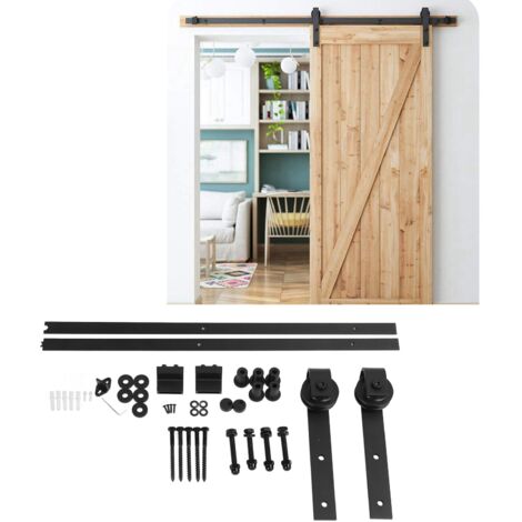 GROOFOO Carbon Steel Sliding Door Track, Stable Opening and Closing, Modern Single Sliding Barn Door Hardware Kit for Kitchen and Bedroom, 2.3M/7.5FT