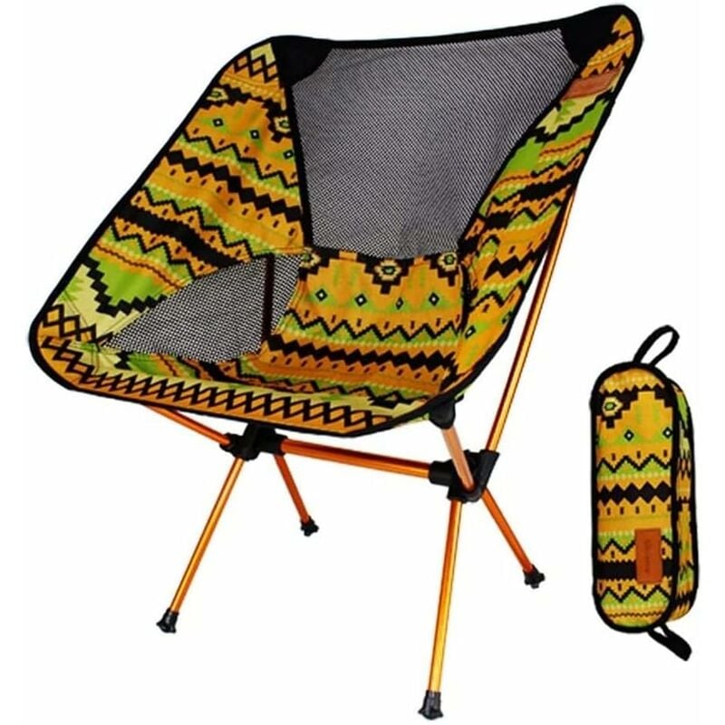 Chaise de camping ultralégère pliante pour randonnée en plein air,barbecue,siège de pique-nique (jaune) - Groofoo