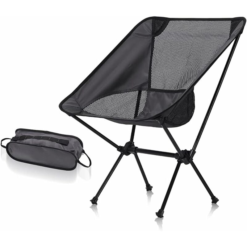 Chaise Pliante Ultralégère Portable avec Sac de Rangement Chaises Oxford en Alliage d'Aluminium pour Sport de Plein Air Camping Randonnée Pêche Noir