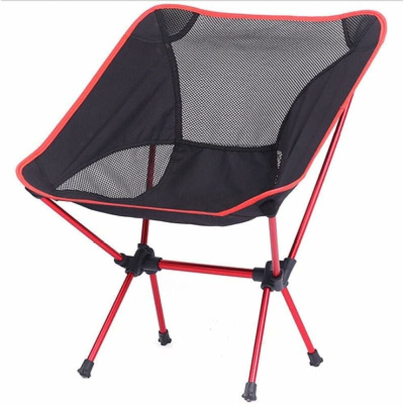 Chaise Pliante Ultralégère Portable avec Sac de Rangement Chaises Oxford en Alliage d'Aluminium pour Sport de Plein Air Camping Randonnée Pêche Rouge