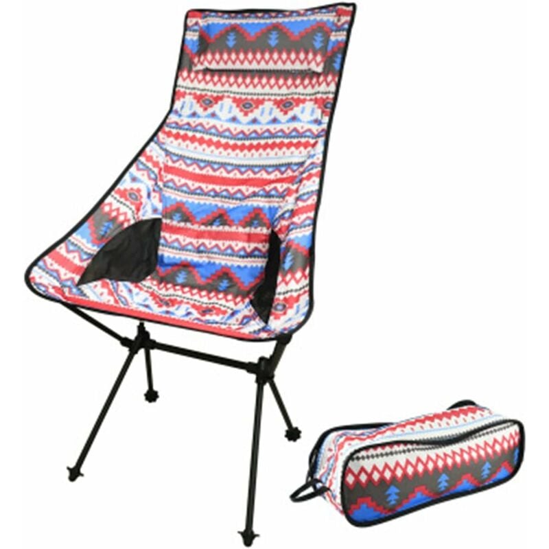 Chaise Portable Pliante Ultralégère à Dossier Haut Chaise de Camping Portable avec Appui-Tête en Tissu Oxford pour Pêche en Plein Air Randonnée Plage