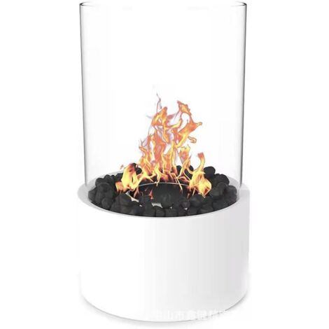 GROOFOO Cheminée de Table au bioéthanol, Feux de cheminée chauffants, Poêle chauffante portative pour l'intérieur et l'extérieur, idée Cadeau pour la Maison et Le Jardin （Blanc）
