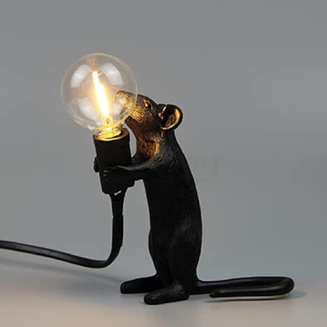 RHAFAYRE GROOFOO Cute Rat Design Table Lamp for Home Room Dorm and Office Decor Black-Standing