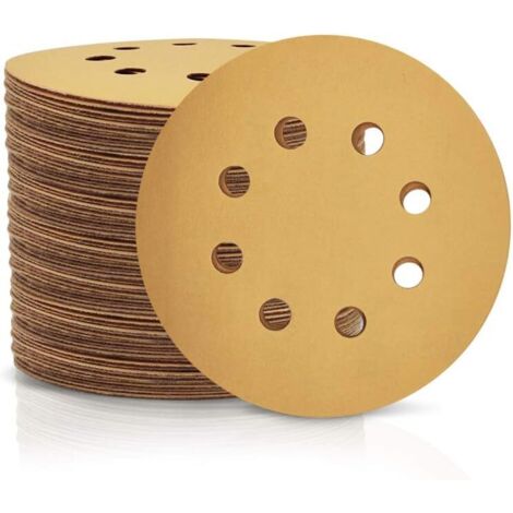 GROOFOO Disques de Ponçage Papier Abrasifs 125mm, 50 Disques Abrasifs de Ponçage Ponceuse tampons ponçage ronds 8 trous Grain 800 pour Poncer Polir Dérouiller