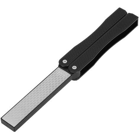 GROOFOO Double Sided Knife Sharpener Portable Folding Portable AntiSlip Diamond Sharpener(Black )