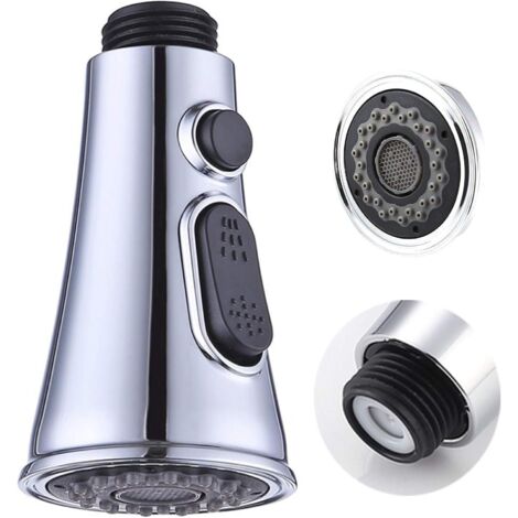 GROOFOO Douchette Robinet Cuisine 2 Jets Tête de Robinet de Rechange Douchette pour Robinet Remplacement Douchette pour Mitigeur Cuisine, Chromé