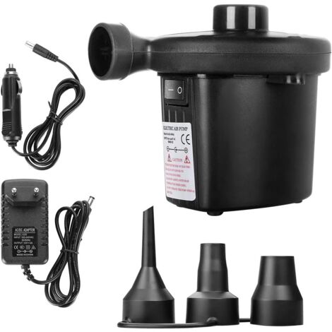 GROOFOO Electric Air Pump, 2 in 1 Electric Deflator Portable Fast Air Pump 3 Nozzle Electric Inflator for Air Mattress, Waterbed, Boat