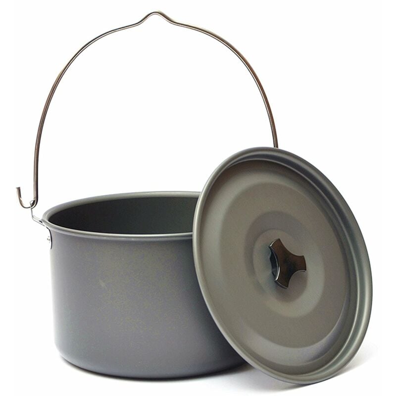 Groofoo - en alliage d'aluminium Camping pique-nique suspendu Pot grande capacité vaisselle d'extérieur ustensiles de cuisine randonnée casseroles