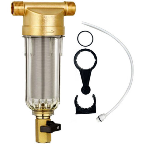 GROOFOO Filtre Fin Rinçable, Pré-Filtre, Filtre à Eau du Robinet, Filtre à Sédiments Pré-Filtre, Filtre à Eau à Sédiments Rotatif, pour Filtre à Sédiments pour Tuyau d'eau de Puits(1/2 ")