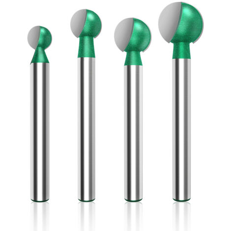 GROOFOO Fraise à Fond Rond Bois, 4PCS 6 mm Tige 16/18/20/22 mm Routeur Core Box Bits, Fraise à Rainurer pour Défonceuse Outil de Coupe Bit de Routeur